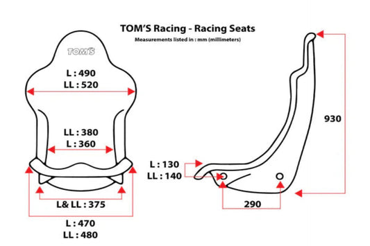 Toms Racing 50th Anniversary Limited Edition Bucket seats **Limited numbers**